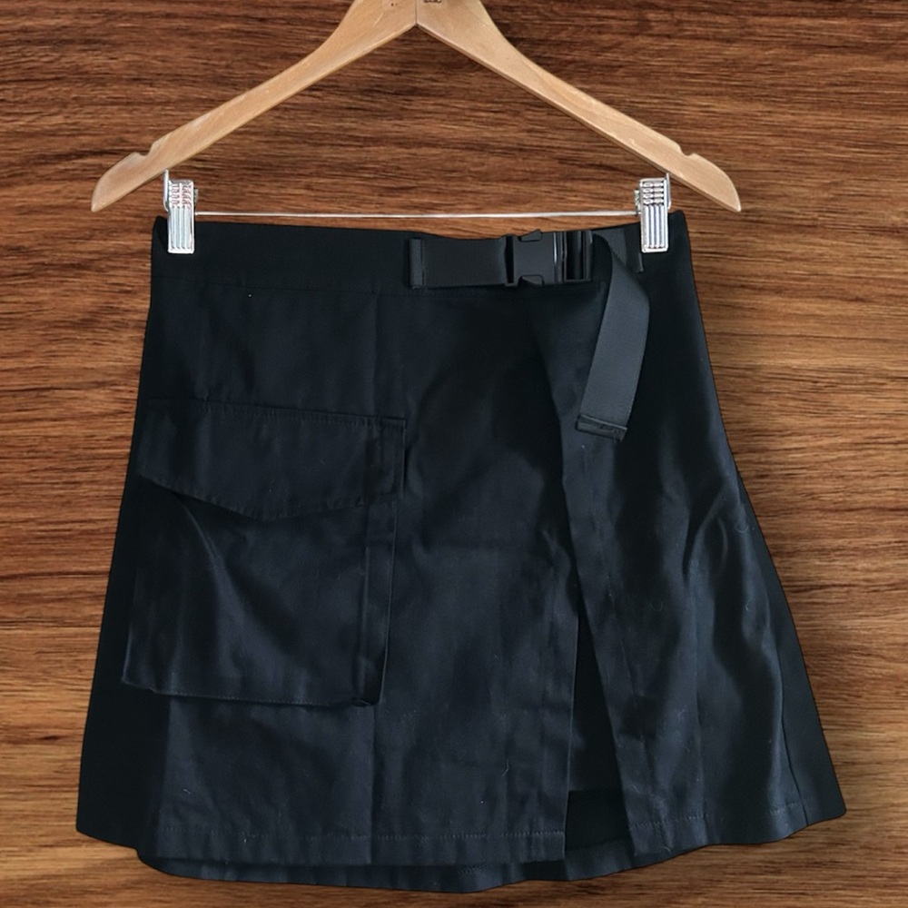 🤑 10/$100 NEW Wrap Slit Front Elastic Waist Clip Belt Cargo Skirt with Pocket L